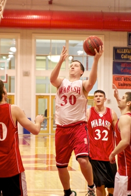  Shawn Tabor with the left-handed move to the basket at the 2010 Alumni basketball game.