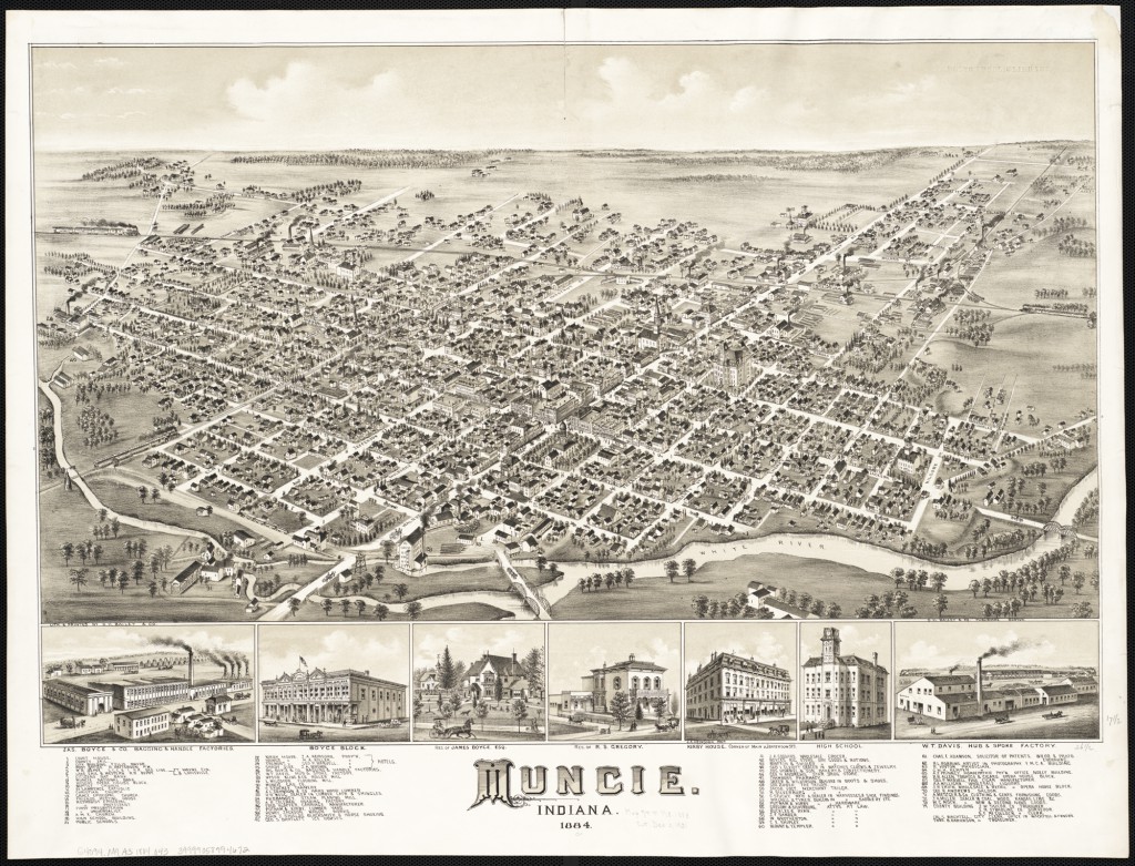 A Drawing of the Town of Muncie, Indiana in 1894