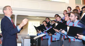 Dr. Richard Bowen leads the Wabash College Glee Club in singing an early version of "Old Wabash."