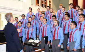 Bowen and the Glee Club sing today's version of "Old Wabash."