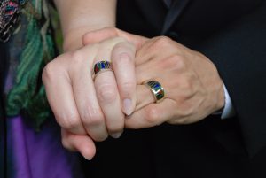 The couple's wedding rings
