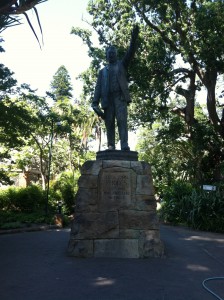 Statue of Cecil John Rhodes, major figure in the colonization of South Africa.