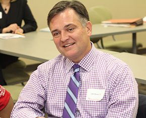 U.S. Representative Luke Messer '91 (R-Ind.-6th) during the Wabash Democracy and Public Discourse initiative's simulated deliberations, Oct. 24, 2014.