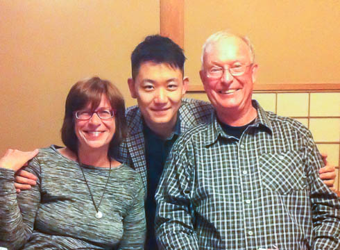 Professor Kay Widdows, Tian Tian, and Richard Widdows