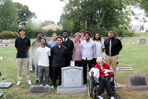 Wabash College students at the gravesite of John R. Blackburn